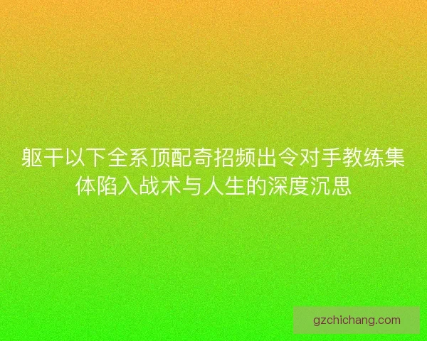 躯干以下全系顶配奇招频出令对手教练集体陷入战术与人生的深度沉思