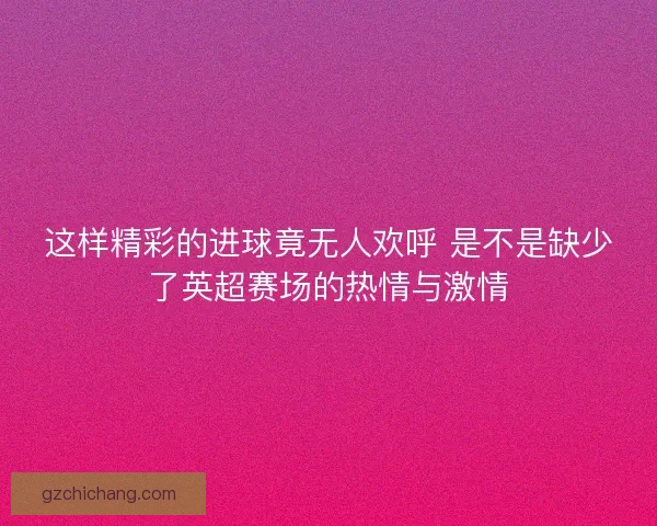 这样精彩的进球竟无人欢呼 是不是缺少了英超赛场的热情与激情 这样精彩的进球竟无人欢呼 是不是缺少了英超赛场的热情与激情