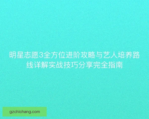 明星志愿3全方位进阶攻略与艺人培养路线详解实战技巧分享完全指南