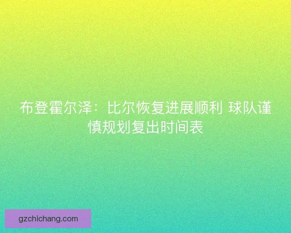 布登霍尔泽：比尔恢复进展顺利 球队谨慎规划复出时间表